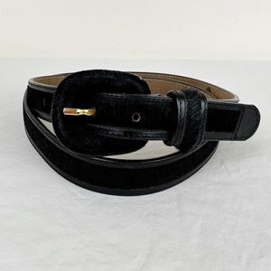 Tanner Black Leather Calf Hair Belt
